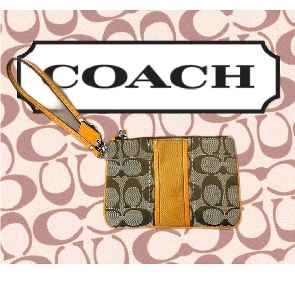 Corner Zip Wristlet In Signature Canvas With Stripe - Picture 1 of 4